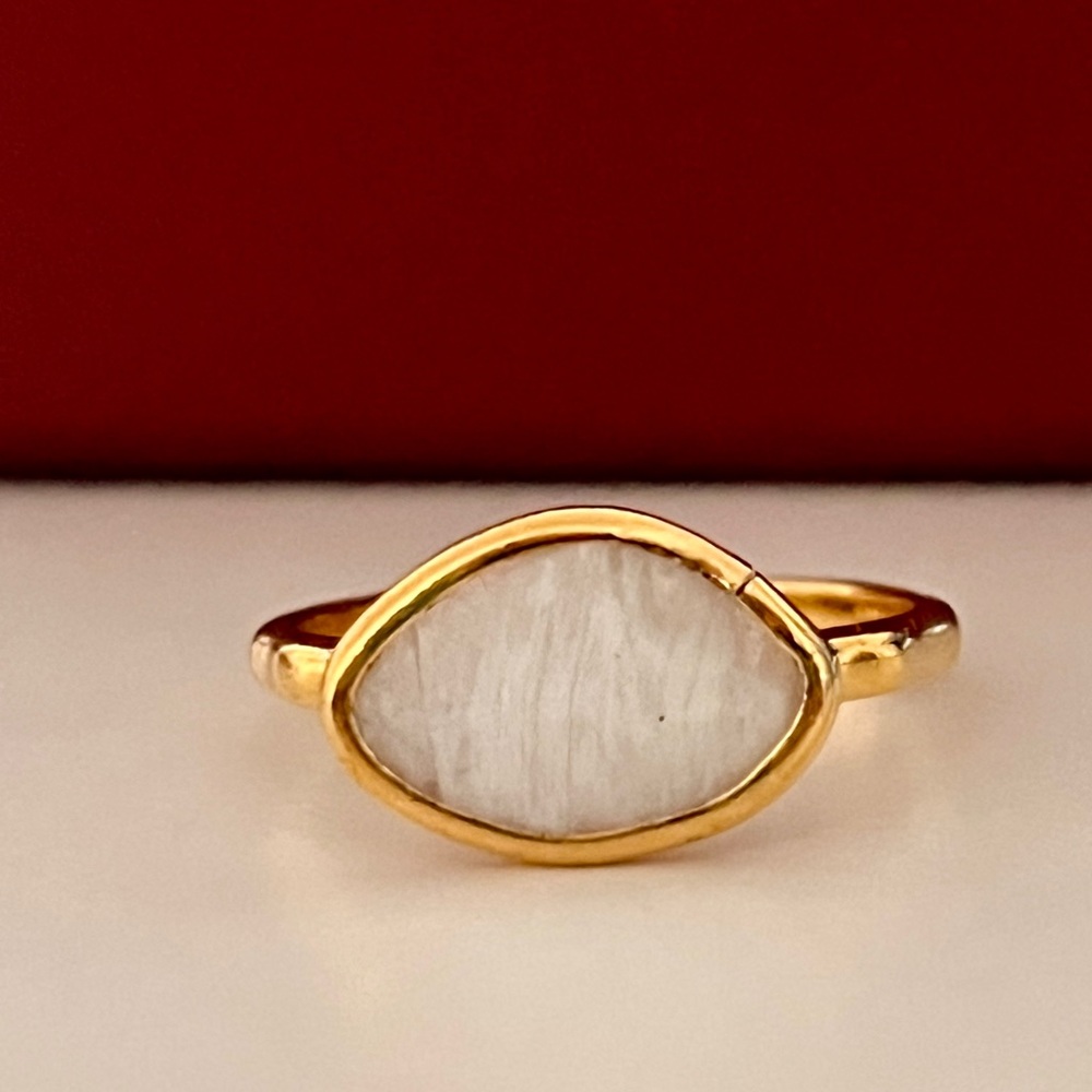 Monica Vinader 18K Gold Vermeil Moonstone & Labradorite Petal Ring Size 7